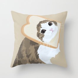 Breadface Cat Throw Pillow