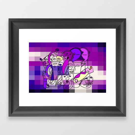 Purple White Commotion Framed Art Print