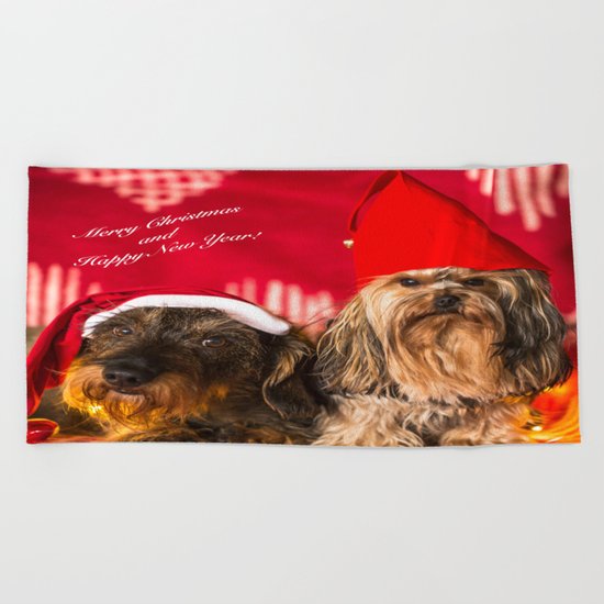 Merry Christmas and Happy New Year! Beach Towel