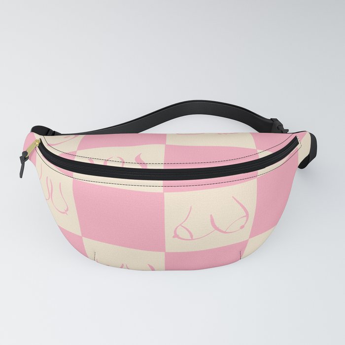 Retro Pink Gingham Boobs Drawing Fanny Pack