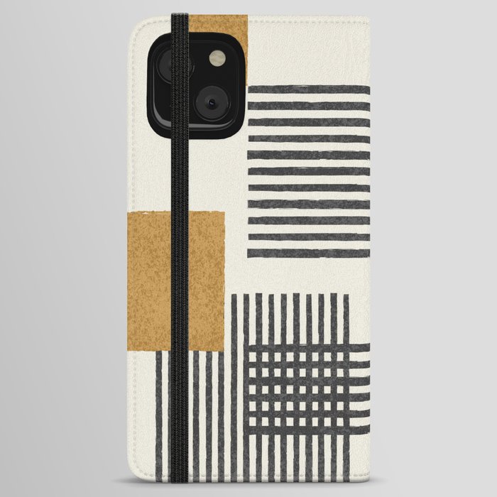 Stripes and Square Composition - Abstract iPhone Wallet Case