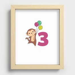 Monkey Third Birthday Balloons Monkeys Kids Recessed Framed Print