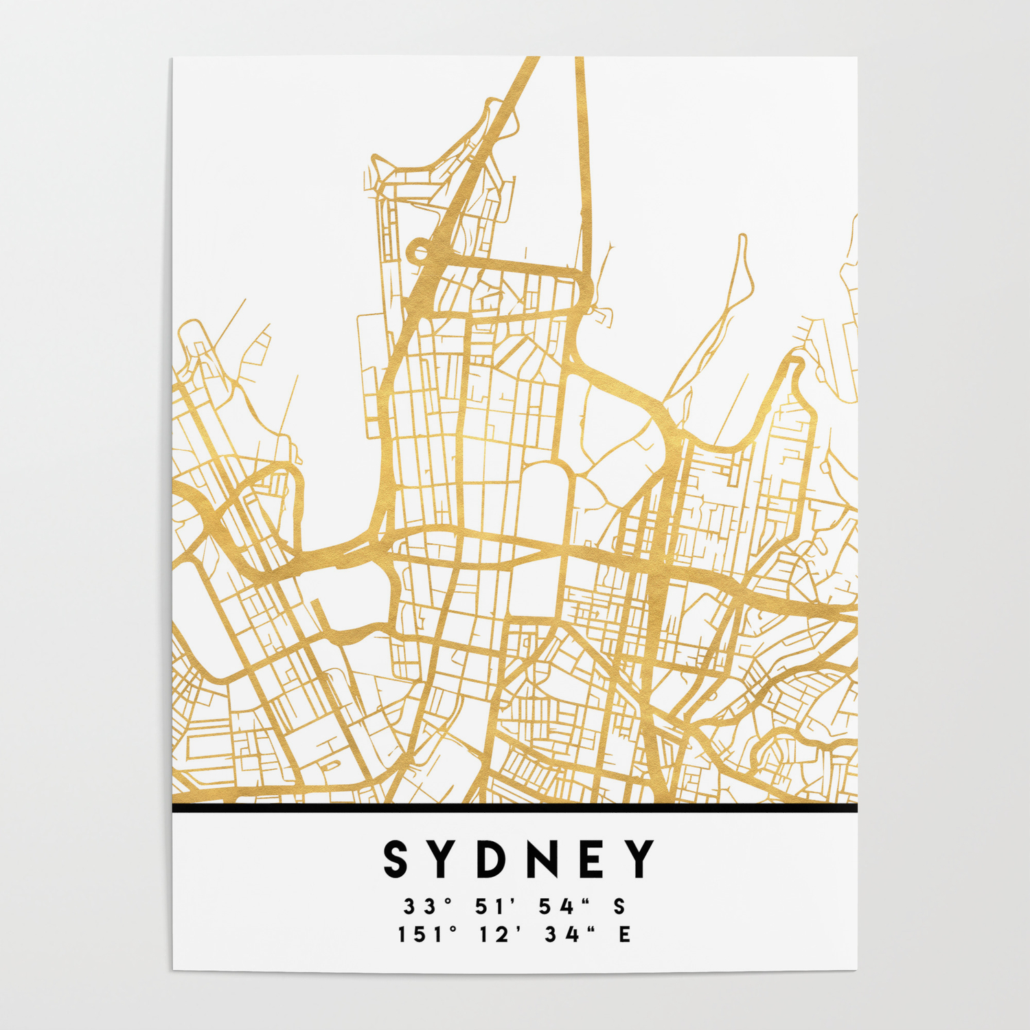 Minimal Scandi Look Decor Street Map Poster Sydney Art Print Australian Map Framed or Unframed MAP-03 Map Wall Art City Map
