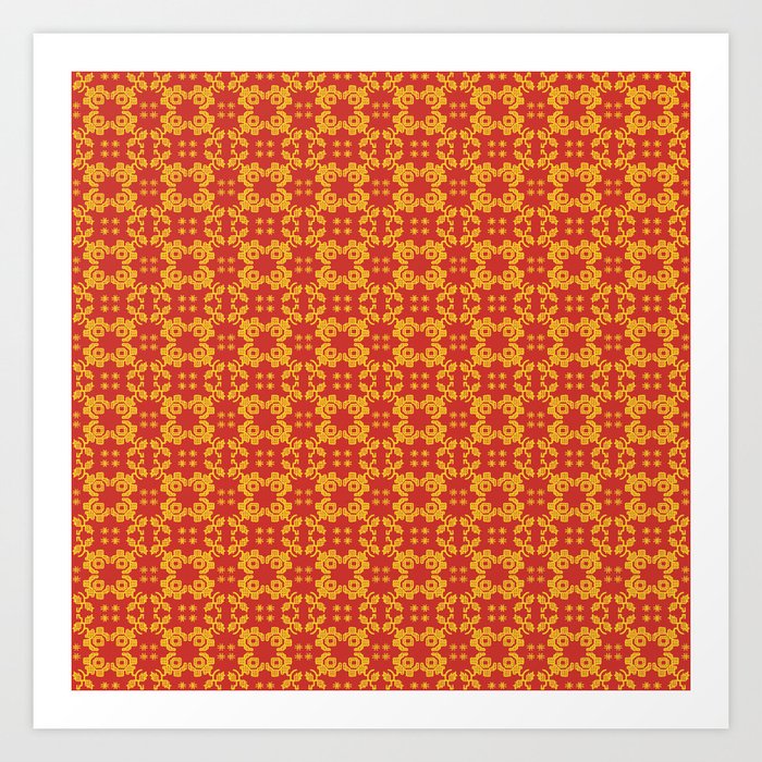 Balinese style aboriginal tile pattern 05 Art Print