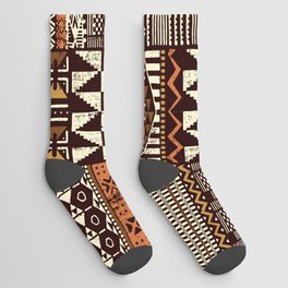 Tribal African style fabric patchwork abstract vintage seamless pattern ethnic wallpaper Socks