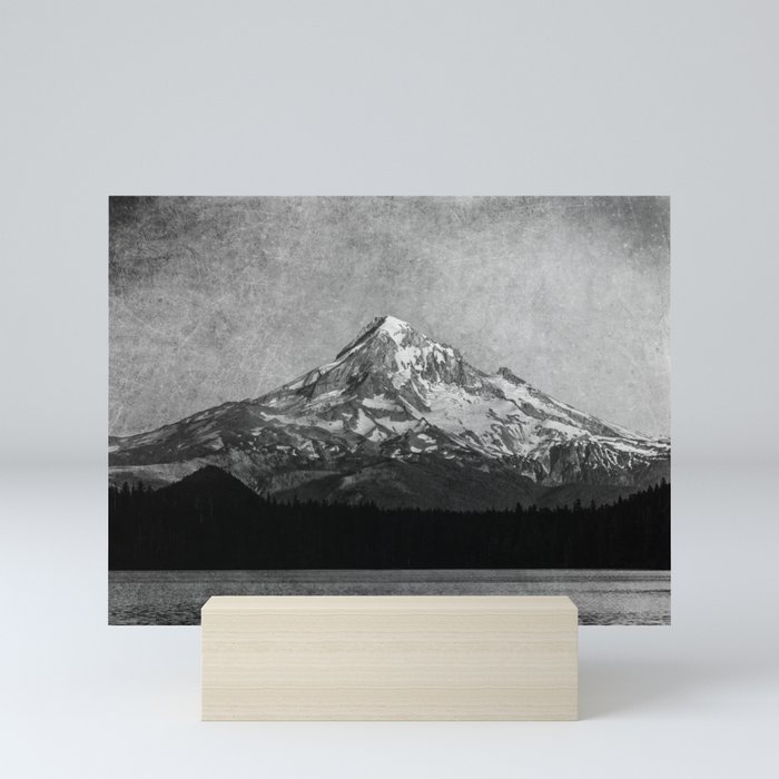 Mt Hood Black and White Vintage Nature Photography Mini Art Print