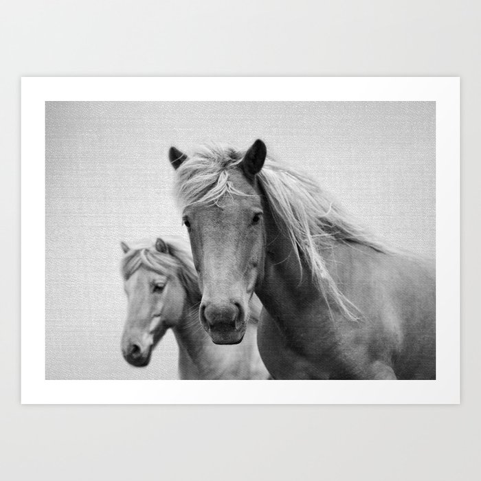 Horses - Black & White Art Print