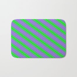[ Thumbnail: Purple and Lime Colored Lines Pattern Bath Mat ]