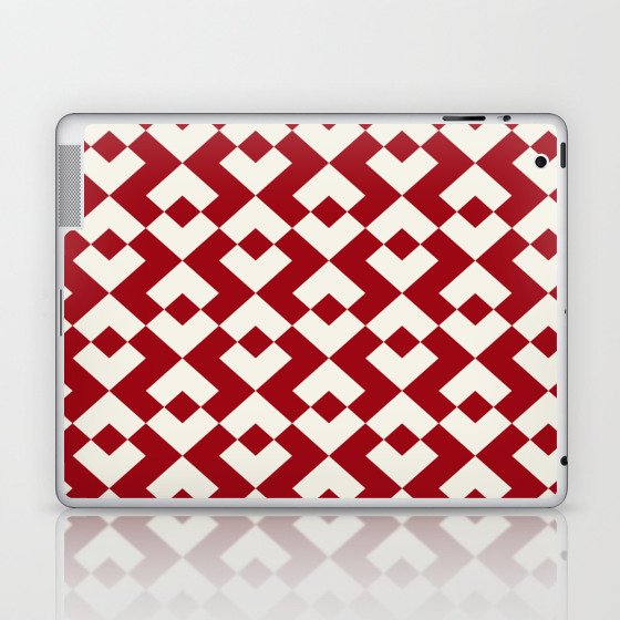 Christmas Red and White Abstract Retro Pattern Laptop & iPad Skin