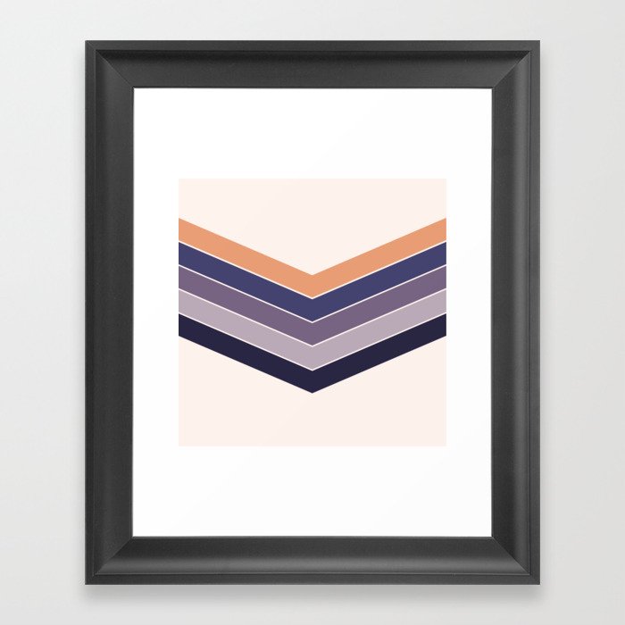 V - Purple and Orange Minimalistic Colorful Retro Stripe Art Pattern Framed Art Print