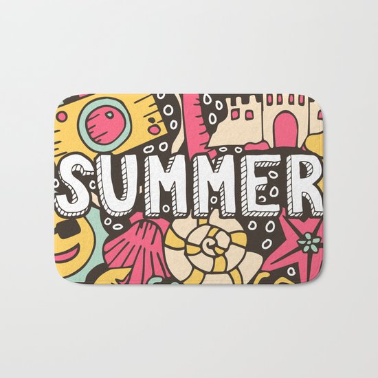 Summer Doodle Bath Mat