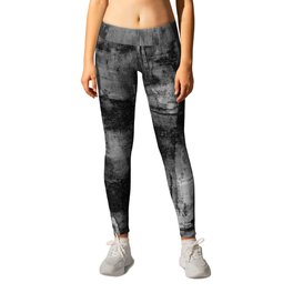 Crackled Gray - Black, white and gray, grey textured abstract Leggings