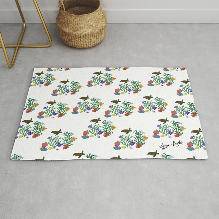 Under the Sea- White/ transparent Background Rug