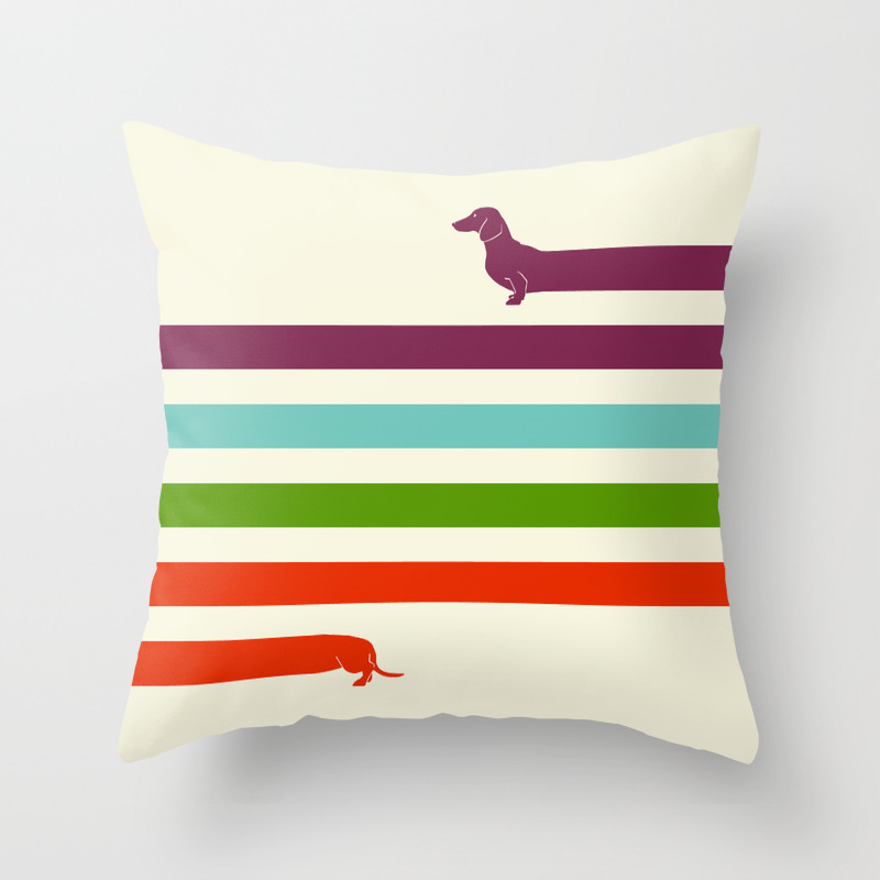 Very) Long Dachshund Throw Pillow by 