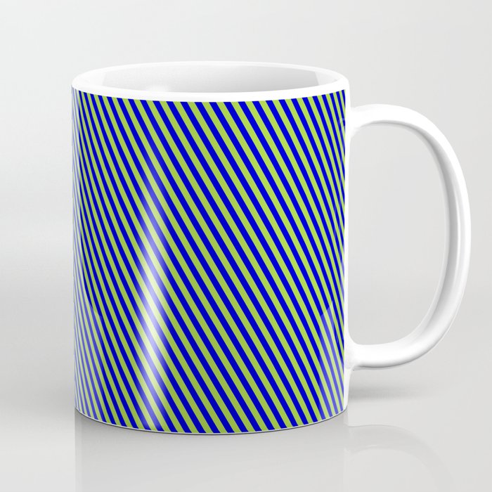 Blue & Green Colored Stripes/Lines Pattern Coffee Mug