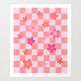 pink flower check Art Print