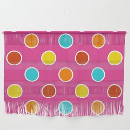 Geometric Candy Dot Circles In Bright Summer Multi Colors - Pink Yellow Orange Red Turquoise Wall Hanging