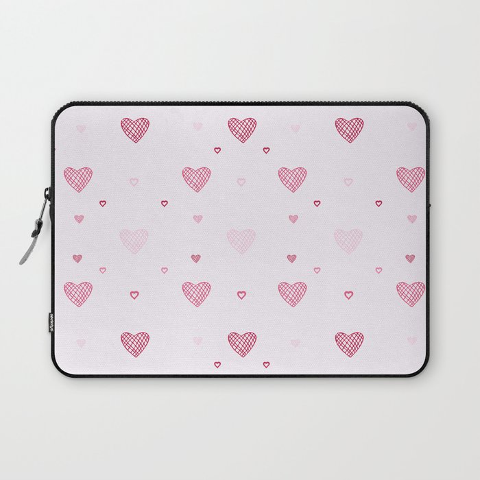 Hearts on a pink background. For Valentine's Day. Vector drawing for February 14th. SEAMLESS PATTERN WITH HEARTS. Anniversary drawing. For wallpaper, background, postcards. Laptop Sleeve