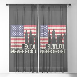 Patriot Day Never Forget 911 Anniversary Sheer Curtain