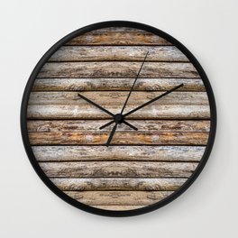 Wood Effects Raw Wood Log Cabin Lodge Rustic Wall Clock