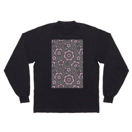Vintage Floral Gray & Pink Lace Long Sleeve T-shirt