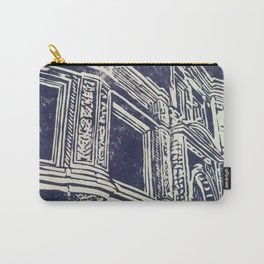 victorian house facade detail linocut print Carry-All Pouch