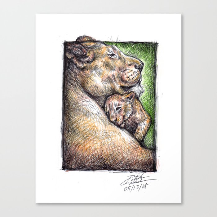 Lioness and Cub Canvas Print