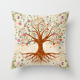 Colorful Tree of Life - Yggdrasil Throw Pillow