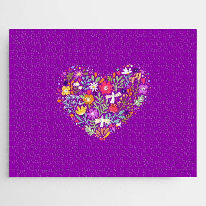 Beautiful floral cute heart. Love. Happy Valentine's Day Jigsaw Puzzle