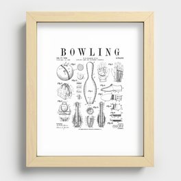 Bowling Pin Ball Bowler Retro Vintage Patent Print Recessed Framed Print