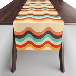 Retro style colorful waves pattern Table Runner