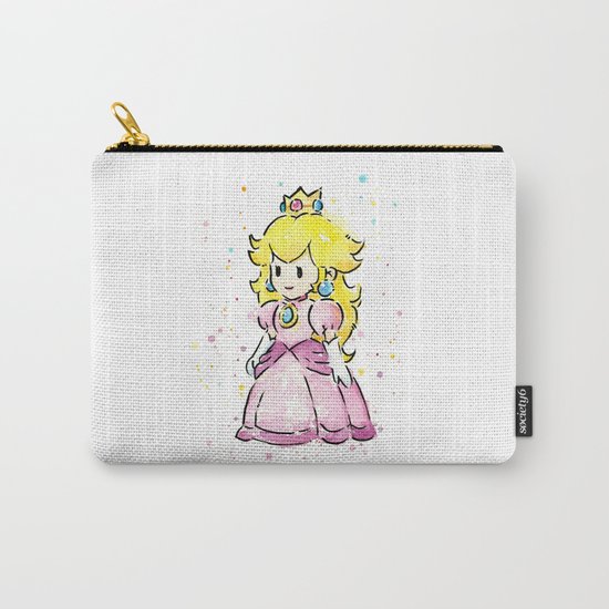 Princess Peach Mario Watercolor Game Art Carry-All Pouch