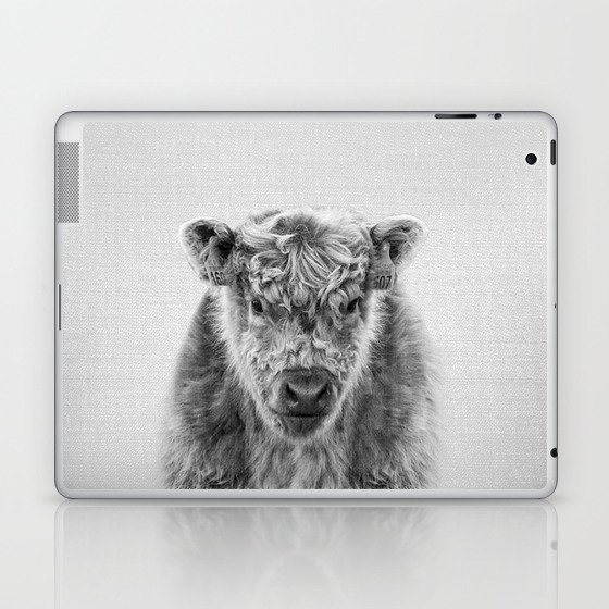 Fluffy Cow - Black & White Laptop & iPad Skin