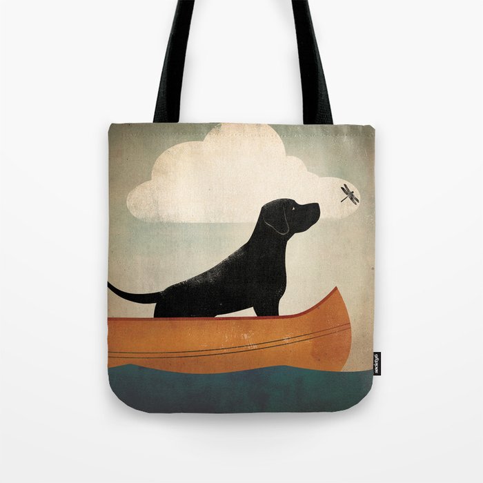 Black Lab Labrador Retriever Dog Canoe Ride Tote Bag