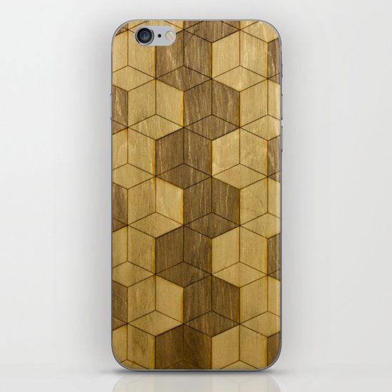 Wooden Zig Zag Optical Cubes iPhone & iPod Skin