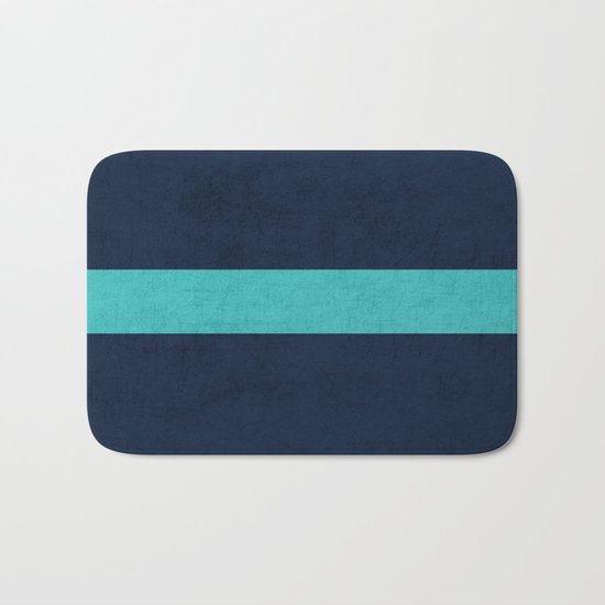 classic - navy and aqua Bath Mat