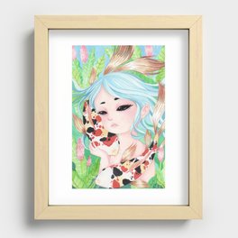 Lassulus - Blue Girl with Butterfly Koi Recessed Framed Print