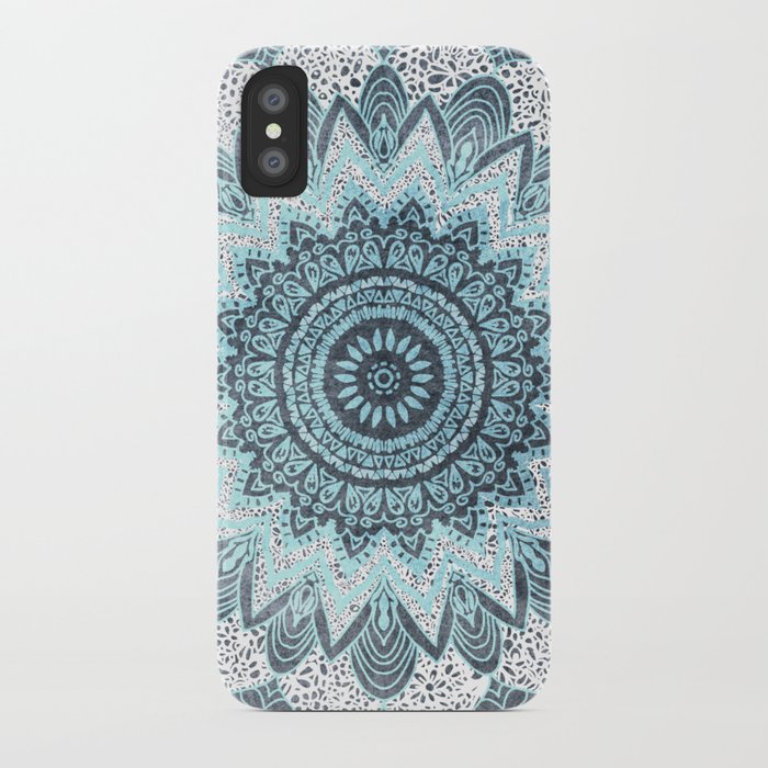 bohochic mandala in blue iphone case