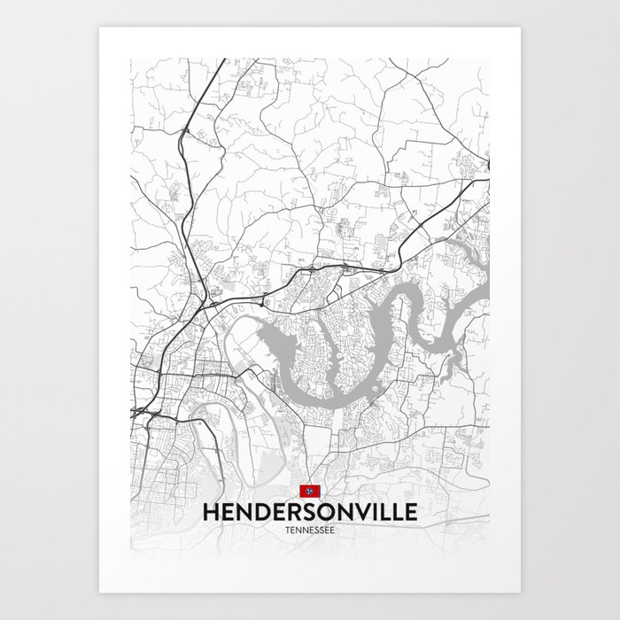 Hendersonville, Tennessee, United States - Light City Map Art Print