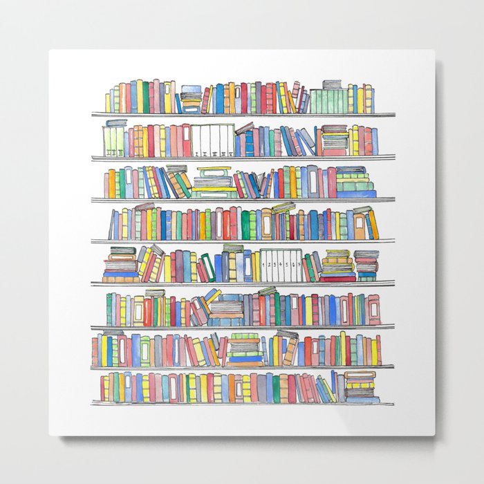 Colorful Bookcase Metal Print