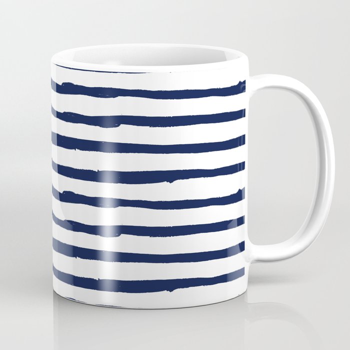 Navy Blue Stripes on White Coffee Mug