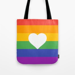 Rainbow White Heart Tote Bag
