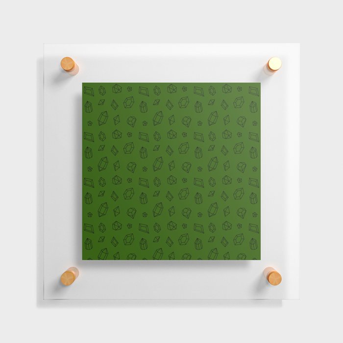 Green and Black Gems Pattern Floating Acrylic Print