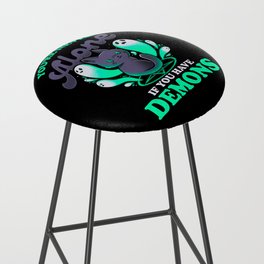 Me And My Demons - Cute Evil Cat Gift Bar Stool
