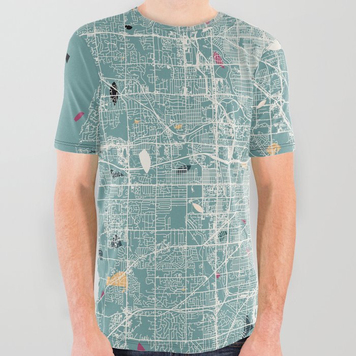 Milwaukee City Map - Terrazzo All Over Graphic Tee