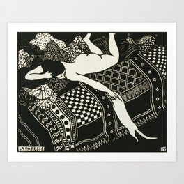 Laziness, or Woman with Cat Art Print
