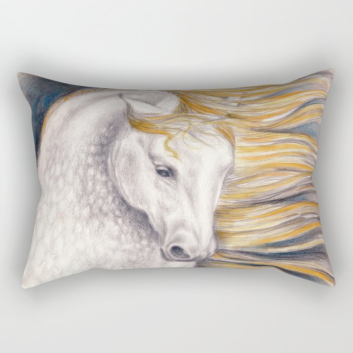 Andalusian Dapple Horse Watercolor Rectangular Pillow