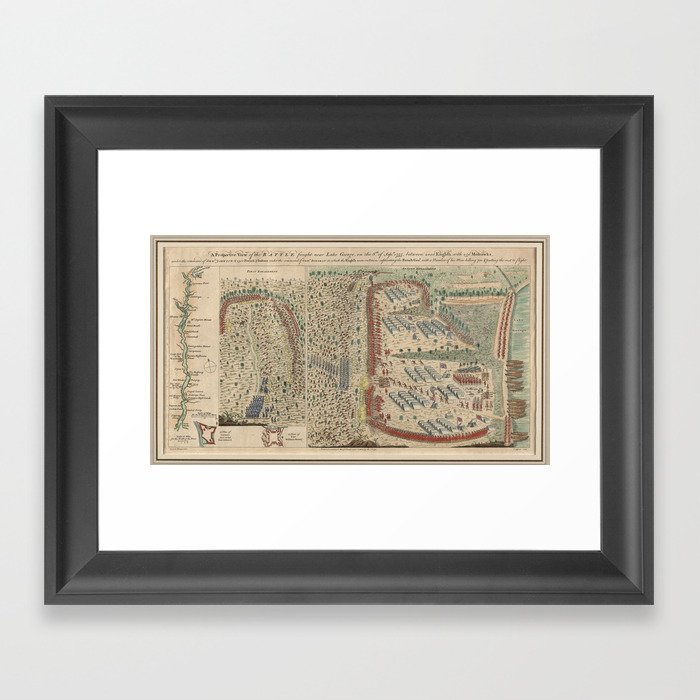 Vintage Lake George French and Indian War Map (1768) Framed Art Print