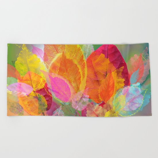 Leaf mosaic(30). Beach Towel