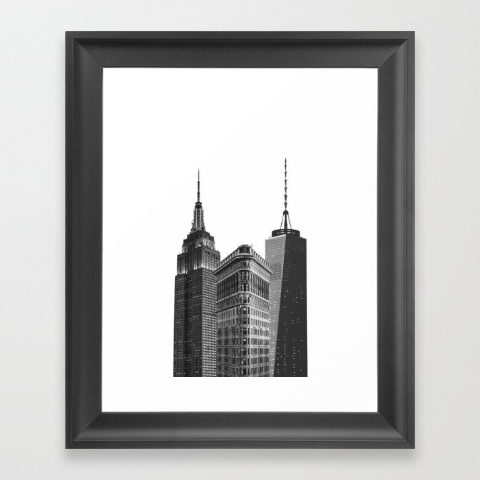 New York City Iconic Architecture | Black and White Framed Art Print